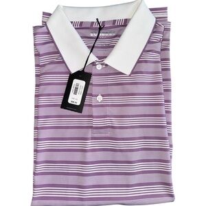 BONOBOS Havana Stripe Golf Polo Shirt Men's XXL Purple White Performance NWT